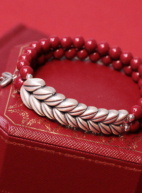 麦穗双层原矿高含量朱砂紫金砂手串女紫朱砂手链现货