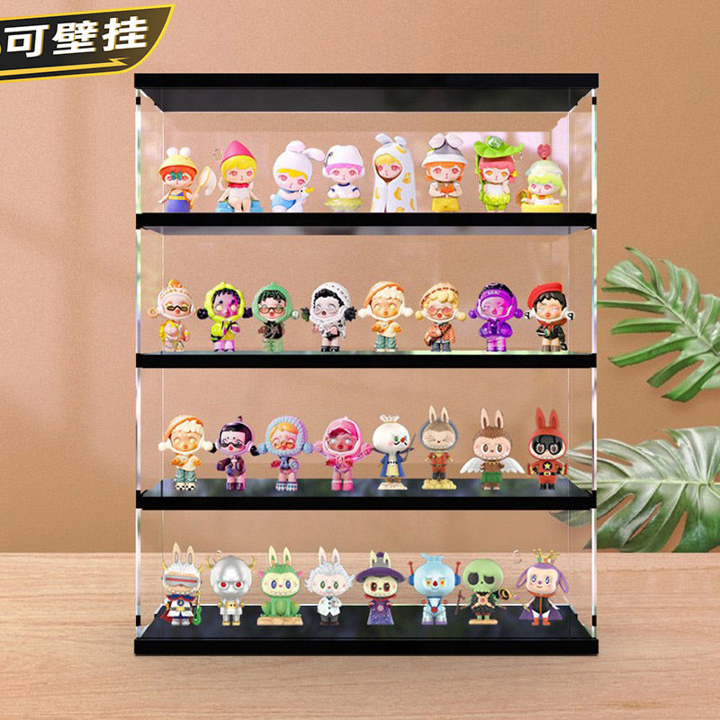 多层黑色可挂墙泡泡玛特盲盒收纳架Molly娃娃乐高手办透明展示柜,商业/办公家具,手办柜/潮玩柜/玩具柜/模型柜,淘宝优惠券,粉丝福利购,淘宝优惠卷