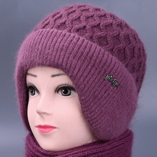 中年妈妈帽子女冬季加绒护耳保暖毛线针织帽中老年人奶奶姥姥帽子