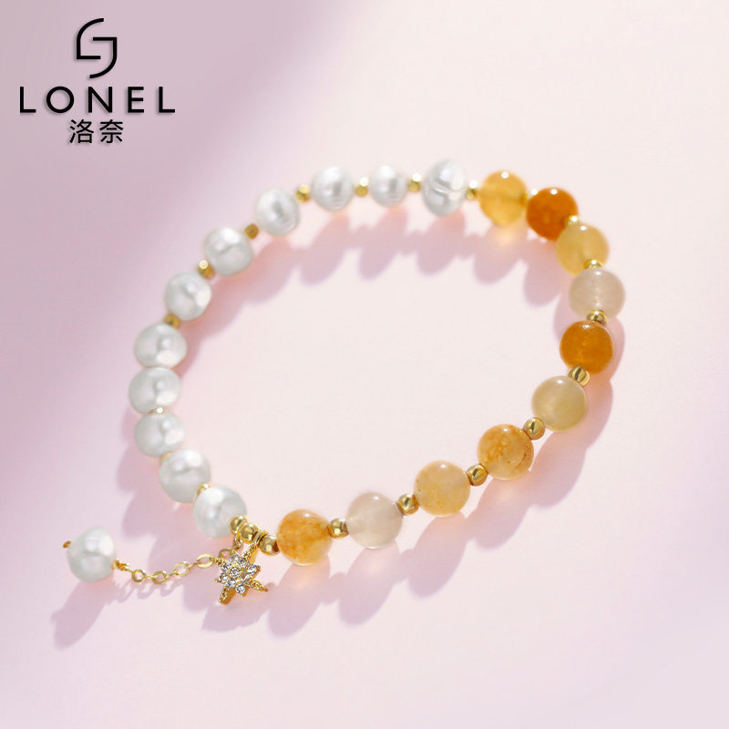 淡水珍珠闺蜜手链有弹性珠子手饰金色小众设计清新2022年新款女夏