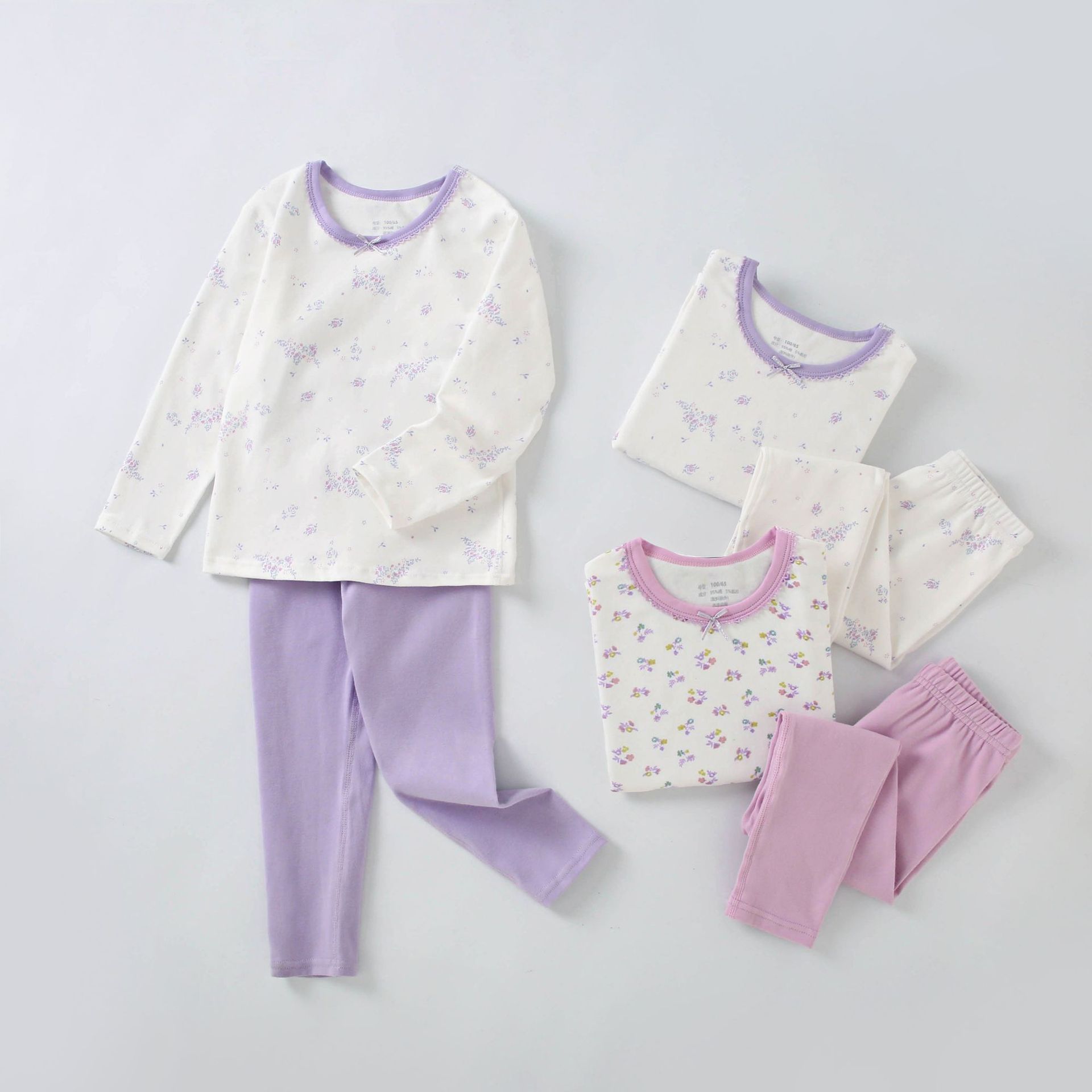 春秋新款儿童无骨秋衣秋裤家居套装女童睡衣纯棉A类磨毛保暖内衣