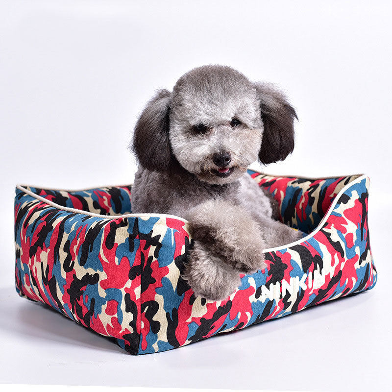 宠物狗窝夏季帆布凉窝四季通用猫窝泰迪小型犬可拆洗睡垫