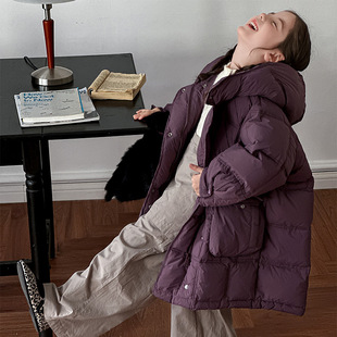 儿童羽绒服长款加厚保暖男童外套连帽冬装2025新款女童高端黑色潮