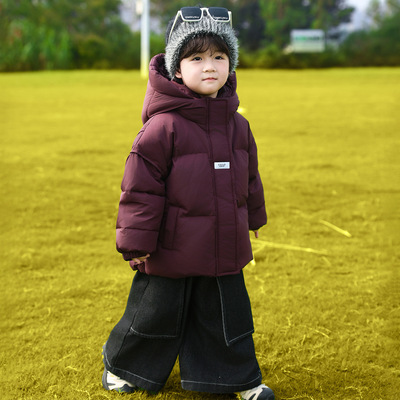 男童冬季加厚白鸭绒羽绒服棉袄2025新款儿童冬装保暖面包服棉衣潮