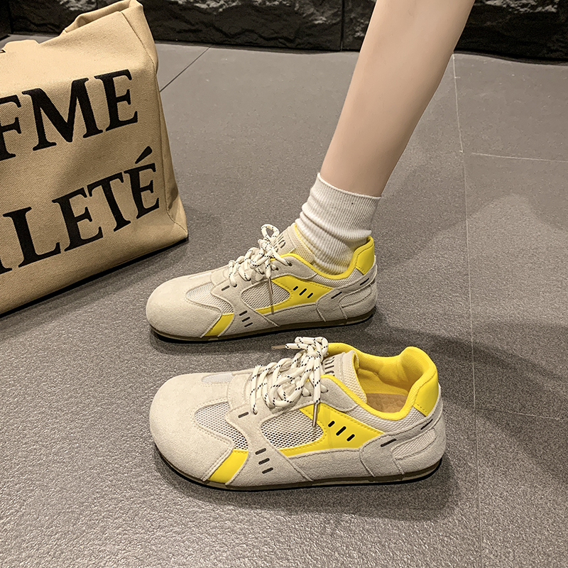 透气网面德训鞋女2025夏季新款小众百搭平底休闲运动鞋软底阿甘鞋