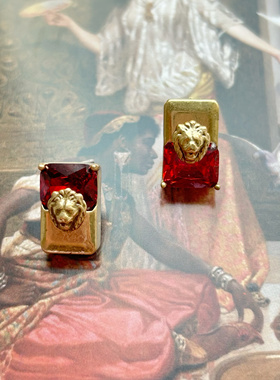 中古vintage宫廷民族风红色气质耳饰品欧美耳环耳坠复古耳钉A046