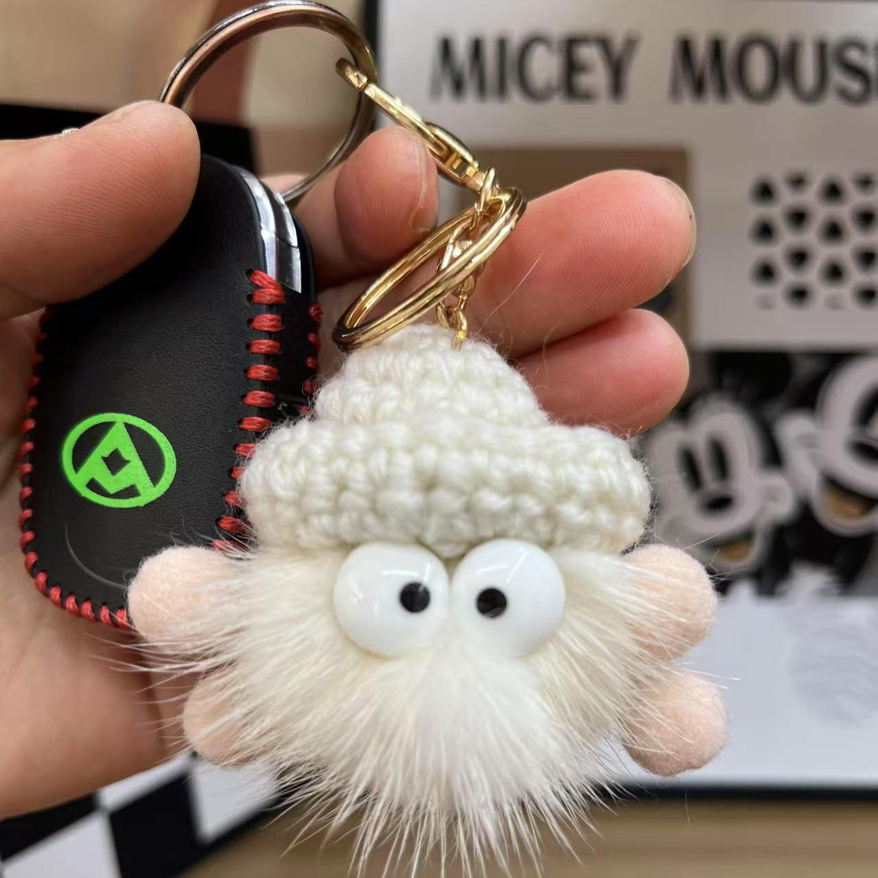 真水貂毛毛小煤球汽车钥匙扣挂件