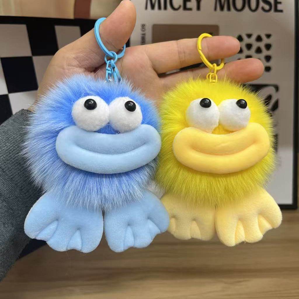 可爱大嘴真狐狸毛鸭子掌包包挂件