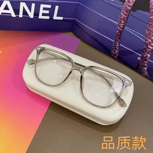 小红书冷茶色 透灰色 气泡灰近视变色防蓝光眼镜大框方圆脸颧骨高