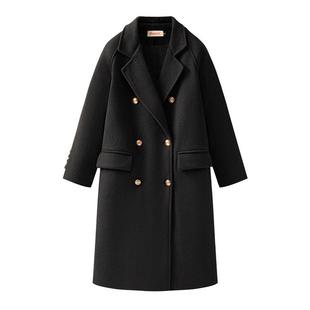 新款 保暖呢大风衣外套 呢子大衣毛外套秋冬加绒加厚高级感中长款