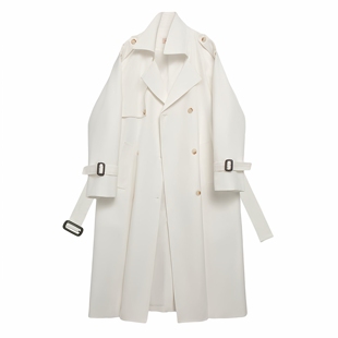 英伦风高级感大衣 流行超长款 白色2025新款 风衣外套女春秋新款