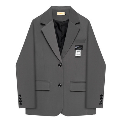 灰色学院风高级感西装外套女春秋