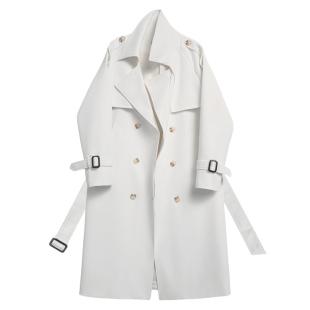 高级感白色风衣外套中长款2026新款春秋小个子韩系英伦风大衣