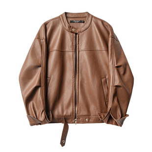 美拉德复古棕色皮衣2026秋冬酷飒风美式 皮夹克 机车PU皮宽松短款
