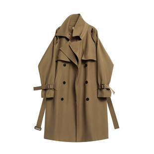 风衣女韩版 大衣垂感休闲外套 宽松双排扣2023春秋设计高级感中长款