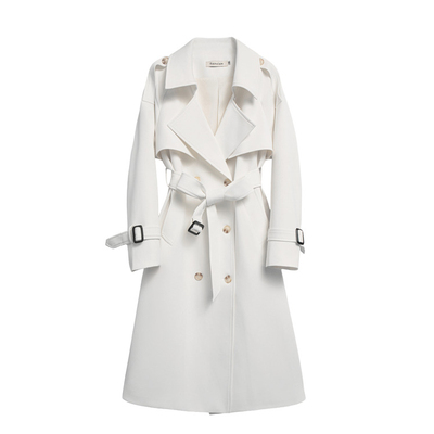 黑色韩系小个子显瘦中长风衣女