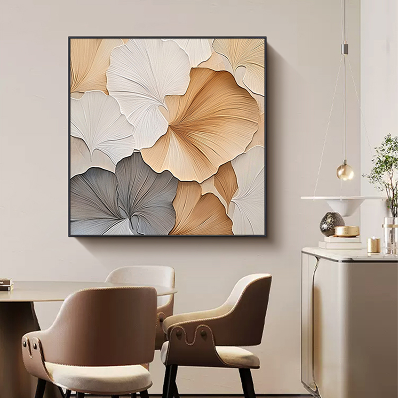 金羽承祥餐厅装饰画现代简约抽象银杏叶挂画客厅玄关好寓意壁画