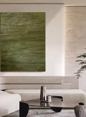 侘寂风客厅沙发背景墙装饰画民宿玄关极简风抽象高级感绿色系挂画