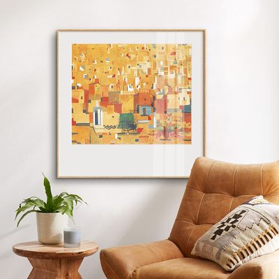 斯皮罗斯地中海风小众治愈系装饰画方形风景卧室沙发背景墙壁挂画