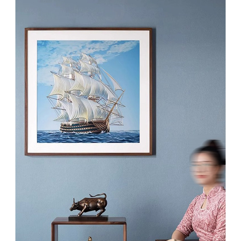 《乘风破浪》客厅装饰画玄关画风景画客厅画一帆风顺办公室装饰画