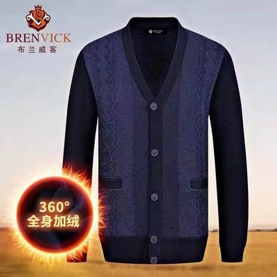 加绒加厚开衫爸爸装冬装