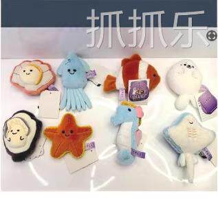 跨境海洋动物冰箱贴毛绒玩具玩偶迷你毛绒公仔海鲜布娃娃厂家