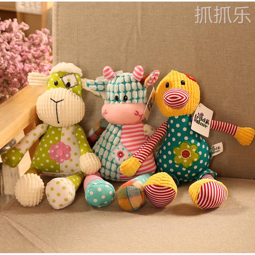 创意安抚动物毛绒玩具公仔小牛羊鸡玩偶布娃娃宝宝睡觉抱枕礼物