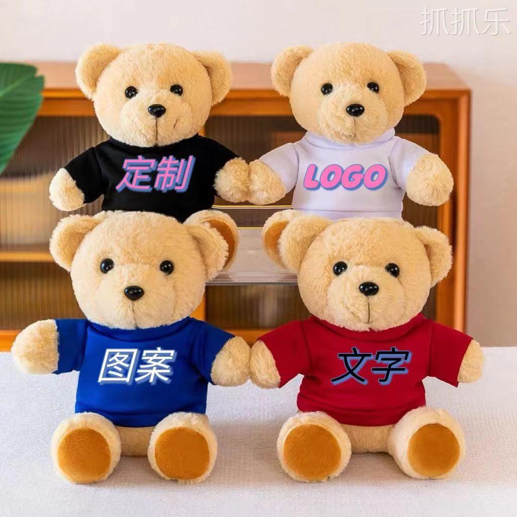 可爱卫衣小熊泰迪熊布娃娃公仔儿童名字印logo坐款穿衣小熊玩具批