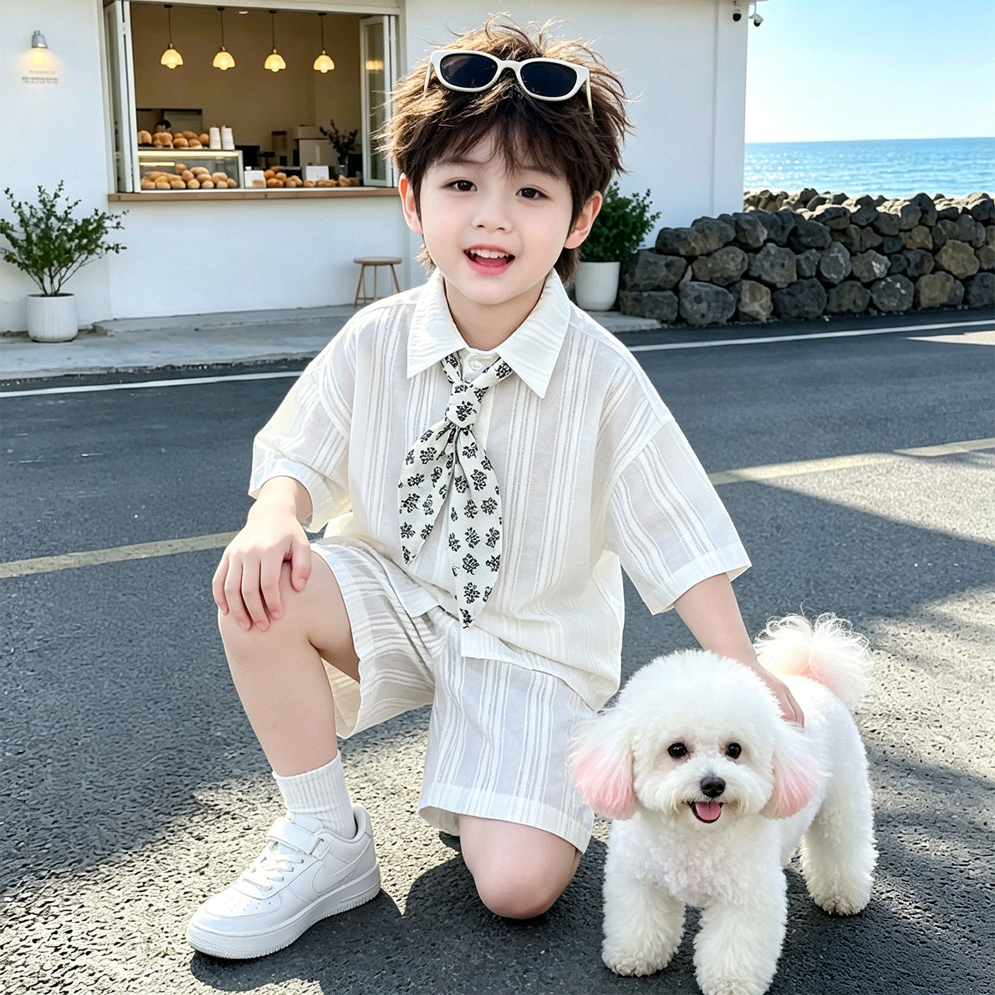 欧洲站男童夏装短袖白衬