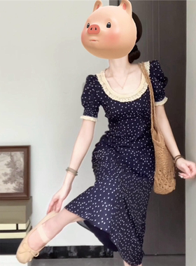 欧洲站法式温柔风波点洋装女夏2025新款小个子高级感气质收腰碎花