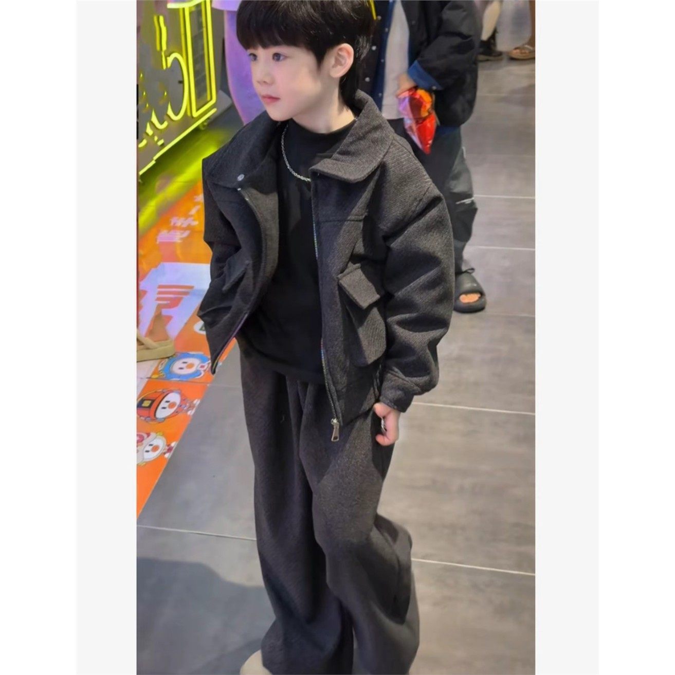 欧洲站男童韩系加绒加厚斜纹外套裤子套装2025秋冬装儿童宽松舒适,童装/婴儿装/亲子装,套装,淘宝优惠券,粉丝福利购,淘宝优惠卷