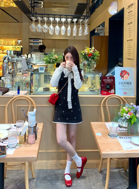 欧洲站切糕自制小个子女冬季新款裙子好看气质灰色背心裙毛呢连衣