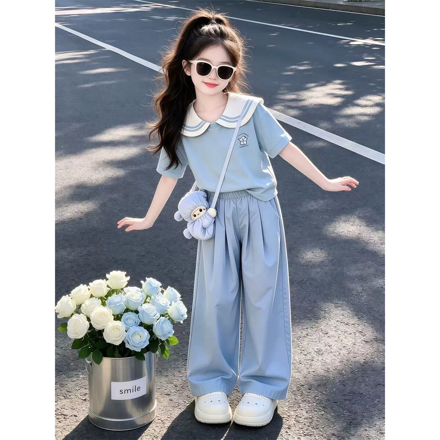 欧洲站女童夏装娃娃领套