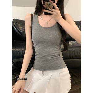 MosesQueen保暖魔西背心美式辣妹女2024新款夏修身显瘦U型领吊带