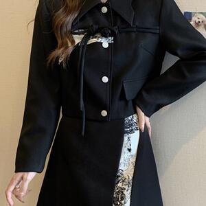 2024新款女装新中式套装春秋款修身半身裙上衣显瘦两件套裙子