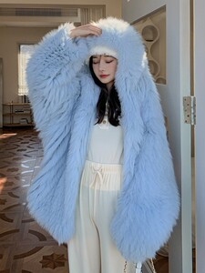 皮草新款2024爆款大白熊双面编织狐狸毛皮草外套女中长款年轻款密