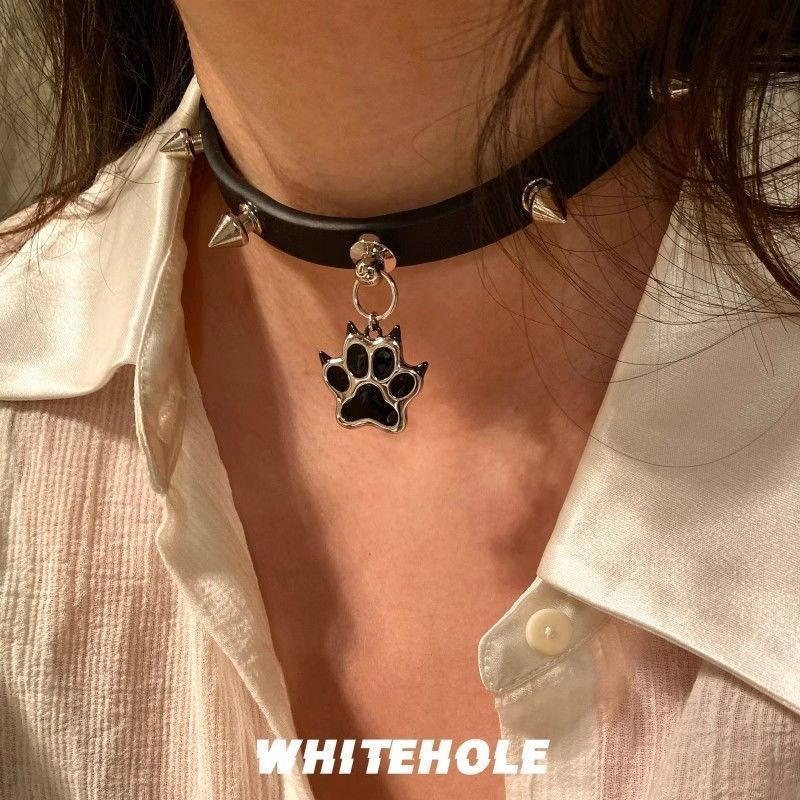 叛逆小狗系列朋克亚文化猫爪真皮项圈狗狗项链choker脖子项圈