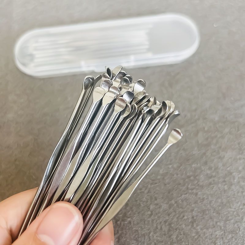 不锈钢挖耳勺便携式收纳盒装掏耳勺成人儿童采耳耳扒工具老式耳勺