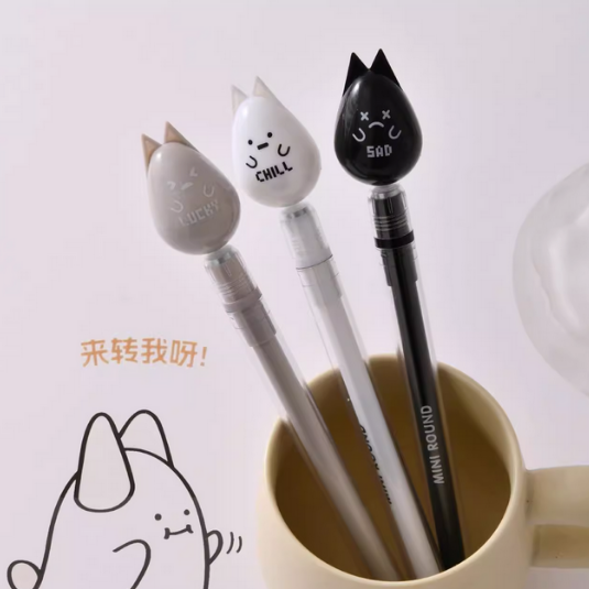 磁力悬浮黑色中性笔速干顺滑学生专用笔解压不倒翁上课摸鱼玩具笔