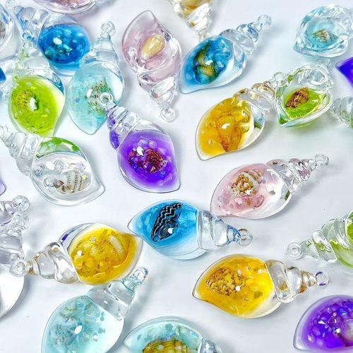 七彩夜光海螺螺中螺奶油胶钥匙扣包包耳环挂件饰品摆件