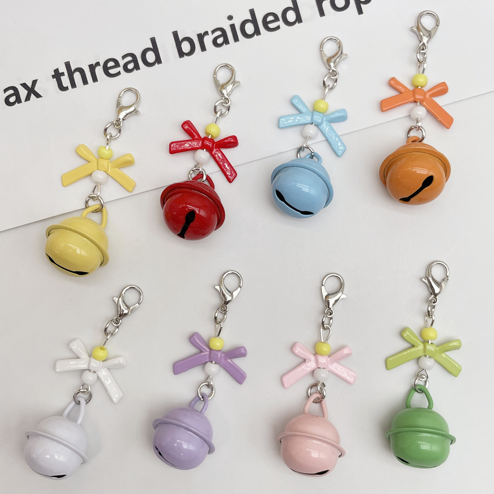 彩色烤漆金属铃铛小清新蝴蝶结铃铛钥匙扣挂件DIY饰品包包配件