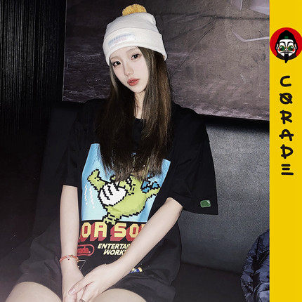 corade宝葫芦  踢腿恐龙圆领短袖T恤经典怀旧街机游戏情侣款