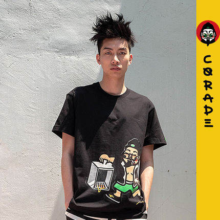corade宝葫芦 外卖掌柜黑夜版短袖T恤 原创潮流嘻哈情侣装青少年
