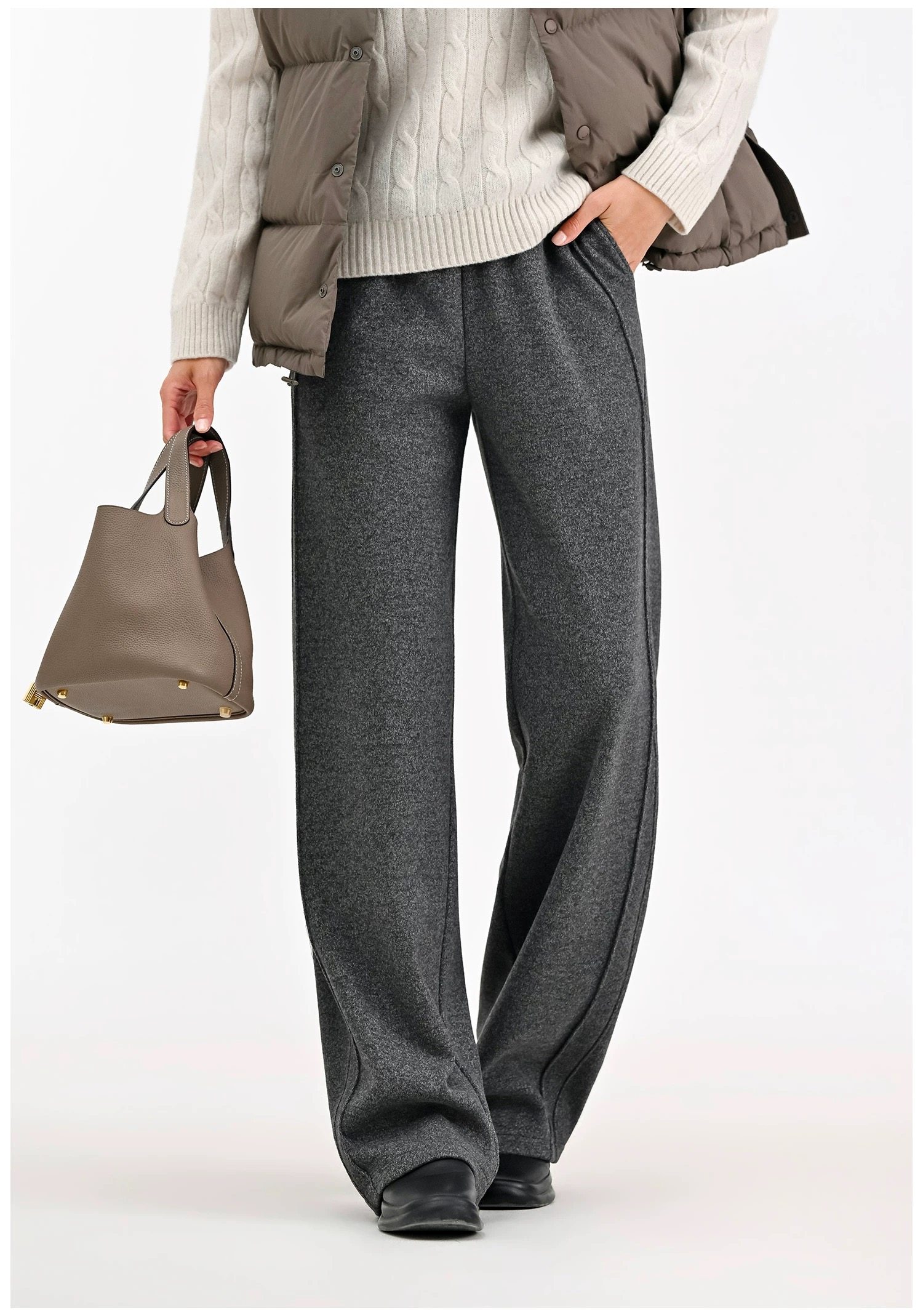 SEAWHEN海维恩裤子女高腰冬季加绒直筒裤醋酸羊毛毛呢长款休闲裤,女装/女士精品,卫裤,淘宝优惠券,粉丝福利购,淘宝优惠卷