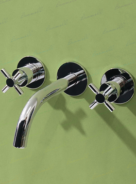 惊艳品质 出口原单 NP嘴 精美十字双开把手 暗装面盆水龙头入墙式