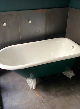 出口英国订单 墨绿色 铸铁英式复古浴缸独立式 古典欧式贵妃缸