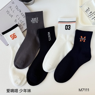 男童袜子儿童纯棉秋冬中筒运动防臭无骨中大童冬季吸汗青少年棉袜