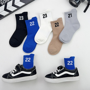 儿童袜子纯棉春秋薄款男童女童中筒袜男宝运动潮袜秋冬学生篮球袜