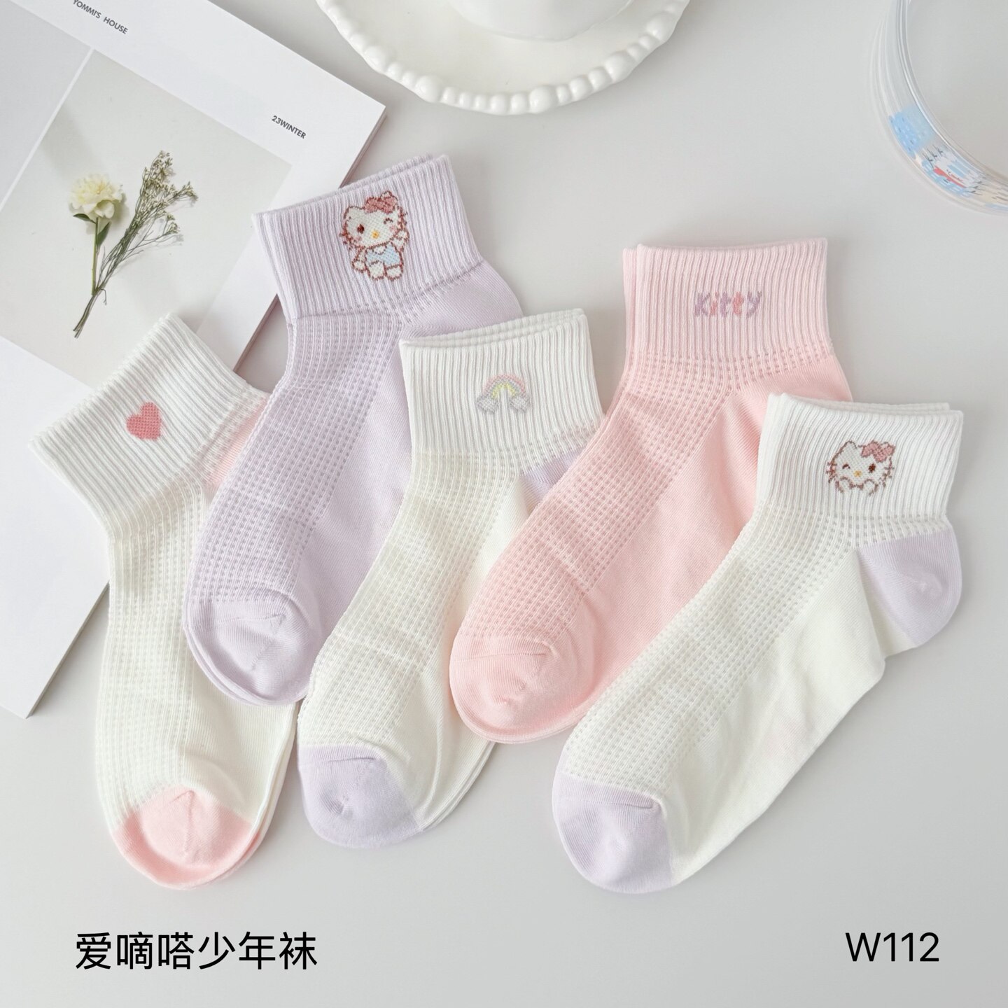 袜子女短袜春夏季薄款纯棉抑菌防臭吸汗透气可爱白色短筒袜不掉跟
