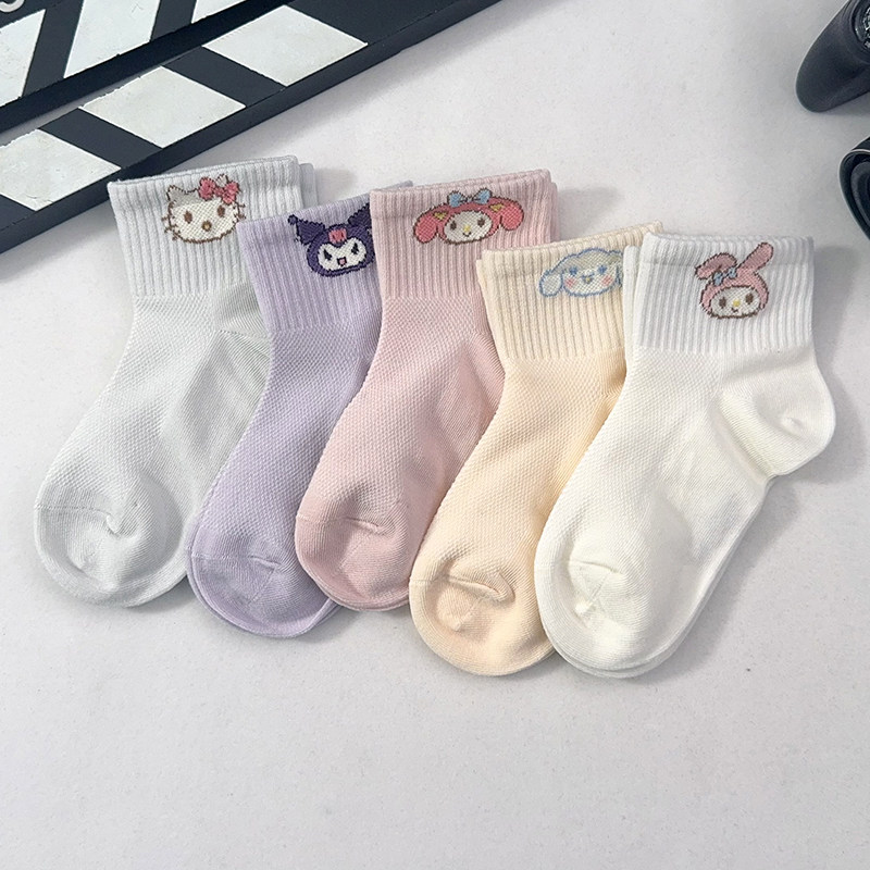 女童美乐蒂袜子薄款夏季纯棉透气船袜儿童袜子女孩宝宝卡通公主袜